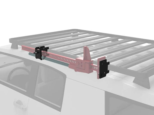 Roof rack crossbar with pink adjustable mounting brackets for Slimline II Roof Jack Bracket