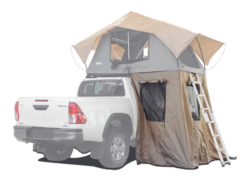 Front Runner Roof Top Tent Annex attached to pickup truck with spacious annex for outdoor camping