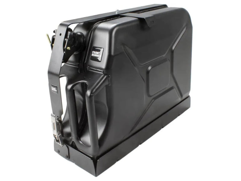 Black powder coated stainless steel single jerry can with angular design for Front Runner Holder