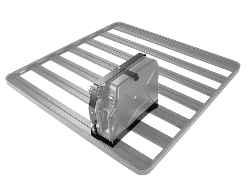 Black powder coated Roof rack with front runner single jerry can holder and gear carrier