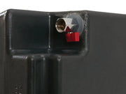 Black plastic front runner slanted water tank with red valve for efficient water storage