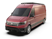 Red Volkswagen Crafter cargo van with roof rack kit for vans and cargo storage