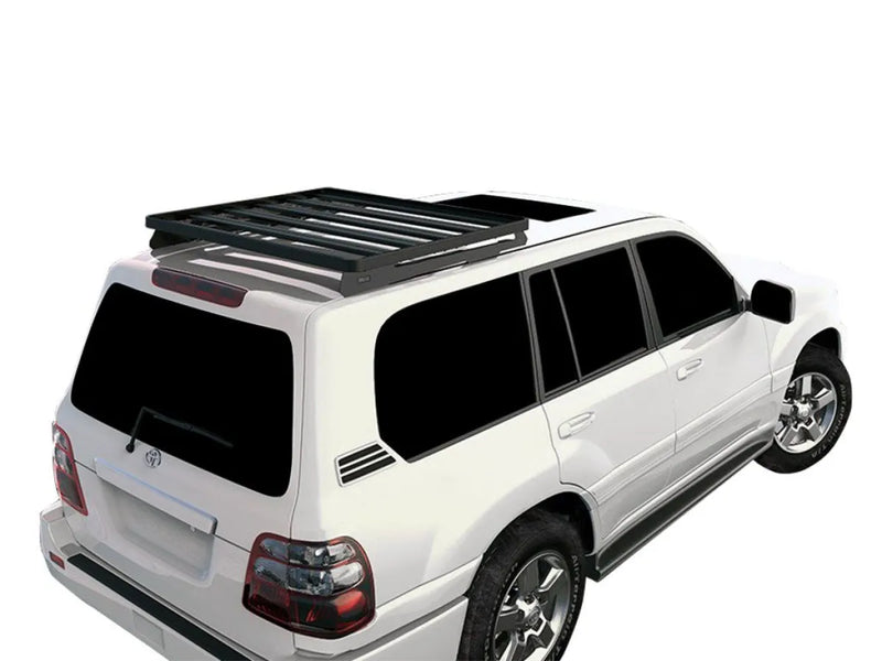 White SUV with Front Runner Toyota Land Cruiser 100 Slimline II Roof Rack Kit