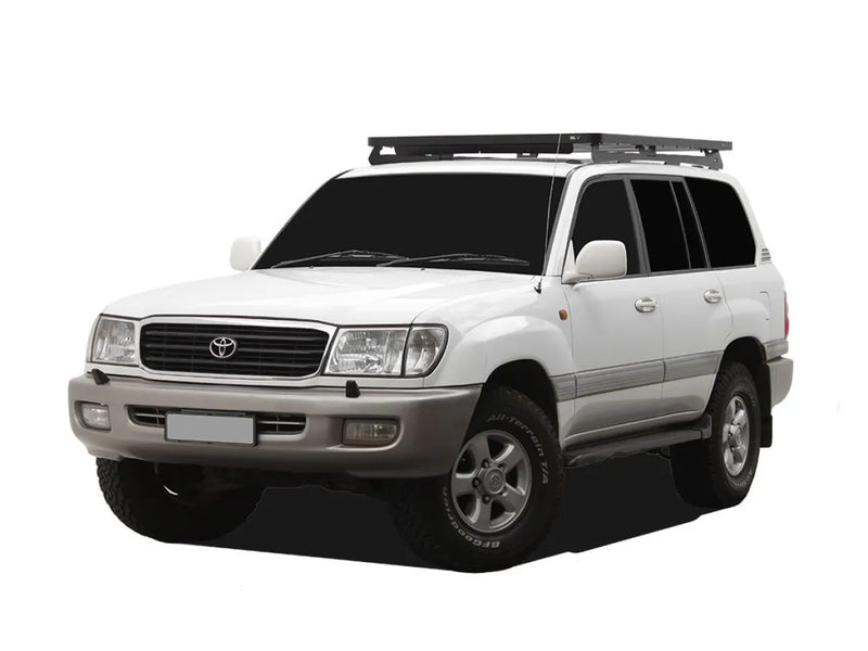 White Toyota Land Cruiser SUV with Front Runner roof rack kit for Land Cruiser