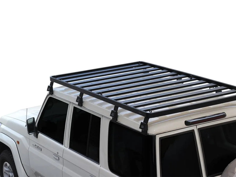Roof rack kit on white SUV, Front Runner Toyota Land Cruiser 76 Slimline II