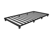 Metal bed frame with horizontal slats, compatible with Front Runner Toyota Quantum roof rack kit