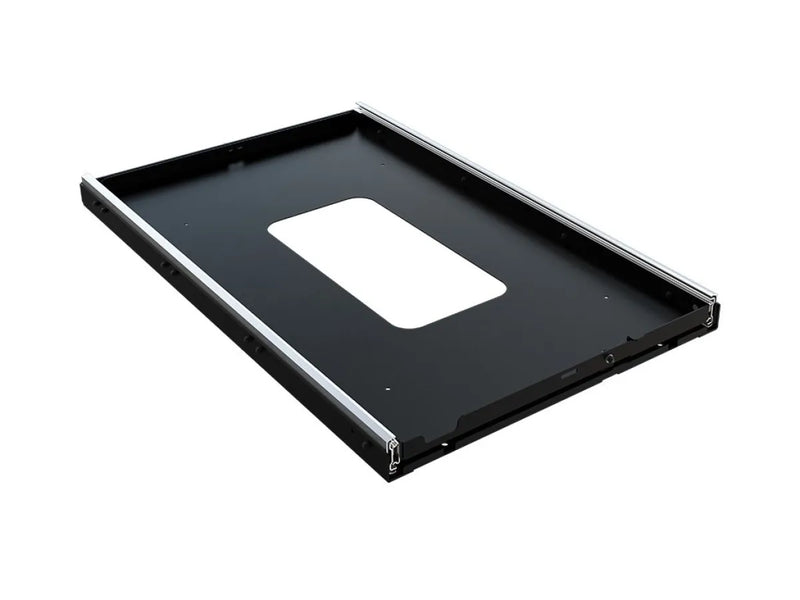 Black rectangular fridge slide with white label area for 80 to 90 litres cargo slide