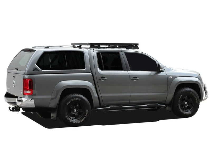 Gray pickup truck with a canopy and roof rack from Front Runner Volkswagen Amarok Slimline II tray kit