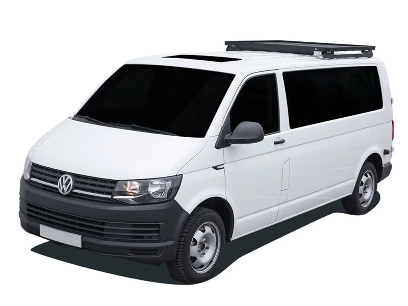 White Volkswagen van with roof rack kit for T5 Transporter LWB Slimline II 2003-2015
