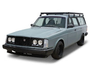 Light blue vintage Volvo 200 Series wagon with Slimline II roof rack kit for classic cars