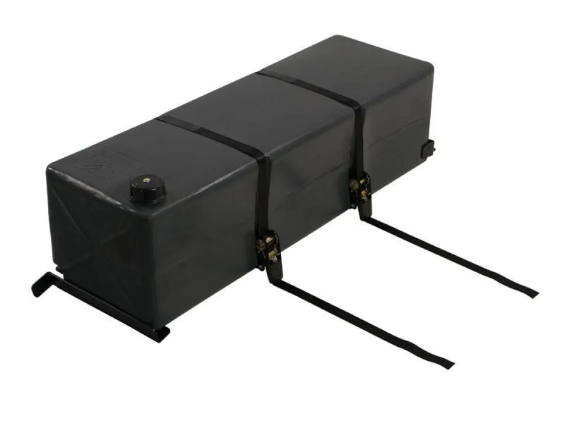 Black rectangular vehicle water tank with mounting brackets for Front Runner 67L Water Tank
