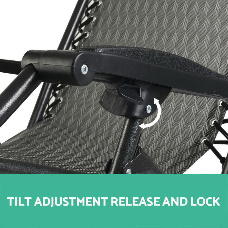 Adjustable armrest mechanism on Gardeon zero gravity outdoor chairs for added comfort