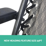 Close-up of Gardeon zero gravity recliner’s adjustable back support mechanism with elastic cords