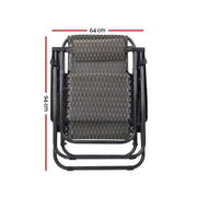 Gardeon Zero Gravity Folding Outdoor Chairs with woven mesh seat and backrest pair