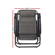 Gardeon Zero Gravity Folding Outdoor Chairs with woven mesh seat and backrest pair
