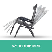 Gardeon Zero Gravity Recliner Outdoor Chairs Pair showing multiple tilt positions in grey