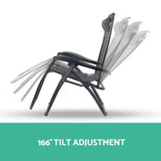 Gardeon Zero Gravity Recliner Outdoor Chairs Pair showing multiple tilt positions in grey