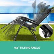 Adjustable zero gravity reclining outdoor camping chair with lock mechanism in Black