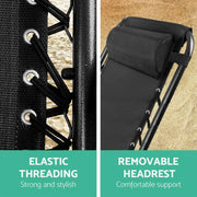 Black Gardeon Zero Gravity Reclining Outdoor Camping Chair with elastic cord support