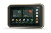 Garmin Overlander multipurpose GPS unit with touchscreen displaying comprehensive navigation icons