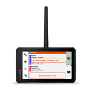 Garmin Tread Powersport GPS Navigation Unit showing location coordinates and antenna for expert sat nav and group ride tracking