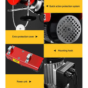 Electric angle grinder with labeled safety features and components for Giantz 1200w electric hoist