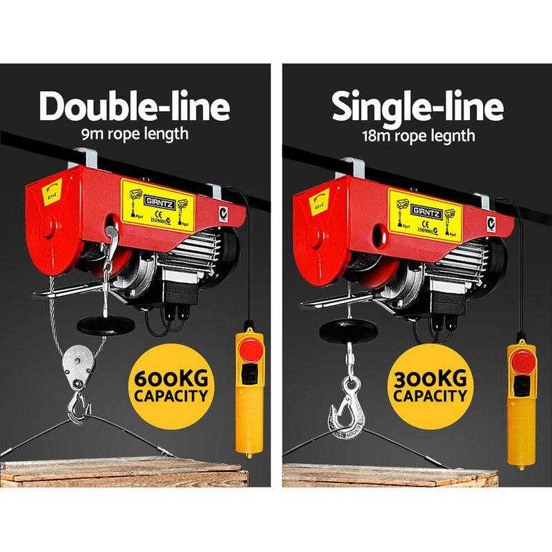 Electric hoist with double rope and different capacities in the Giantz 1200w Electric Hoist Winch images