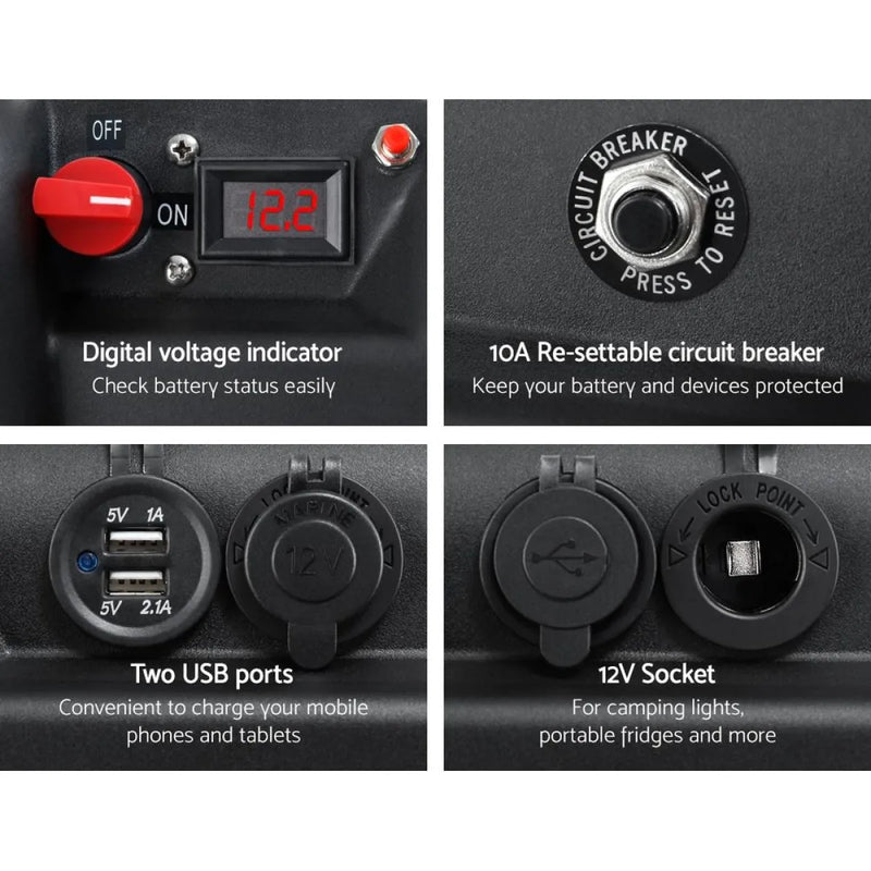 GIANTZ 12V Deep Cycle AGM Portable Camping Battery Box | Large - Battery Accessories