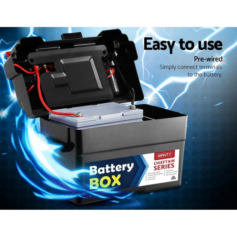 GIANTZ 12V Deep Cycle AGM Portable Camping Battery Box | Small - Battery Accessories