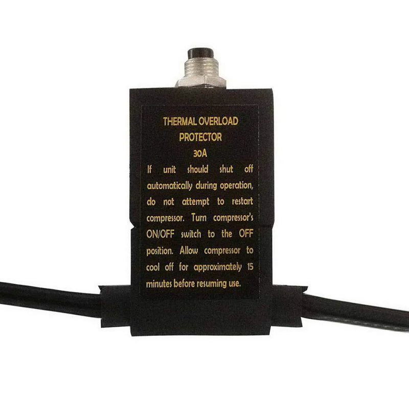 Thermal overload protector device with black casing and gold lettering for Giantz 12V portable air compressor