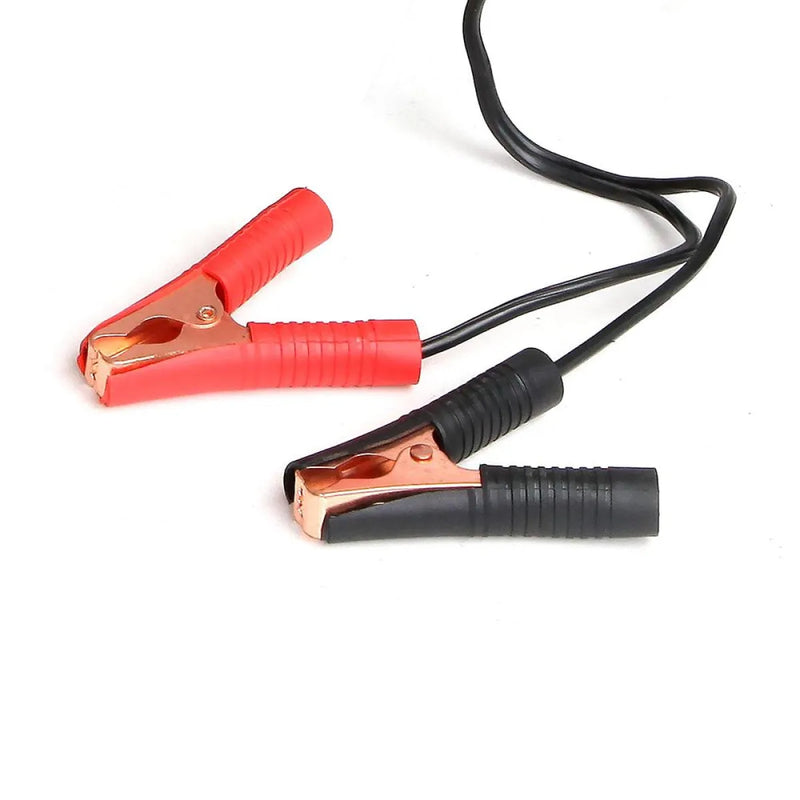 Pair of jumper cables with red and black clamps for a premium air compressor charging