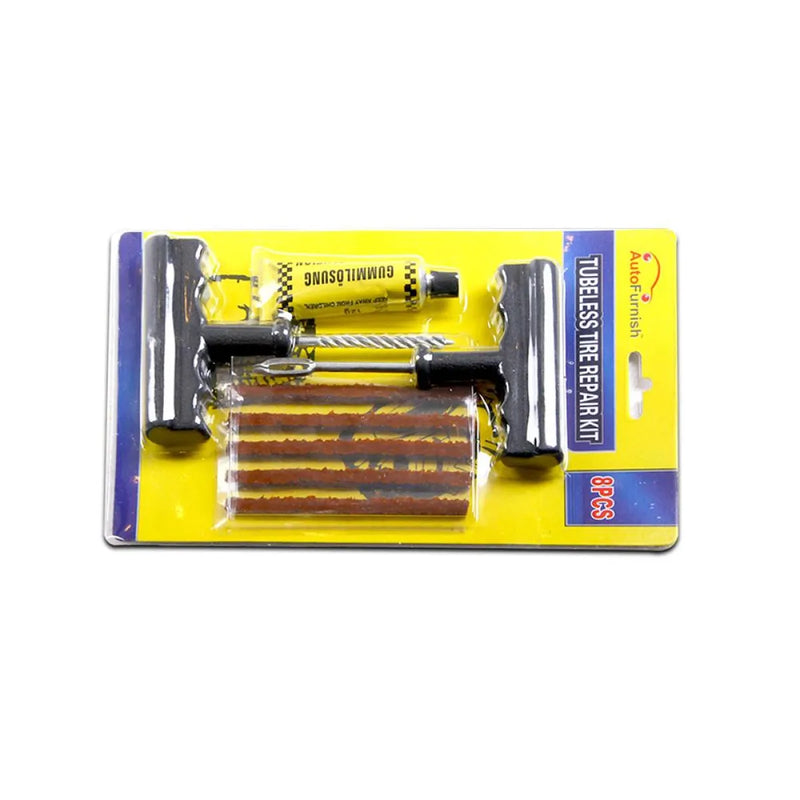 Tire repair kit with tools and rubber plugs for puncture patching near Giantz 12V portable air compressor