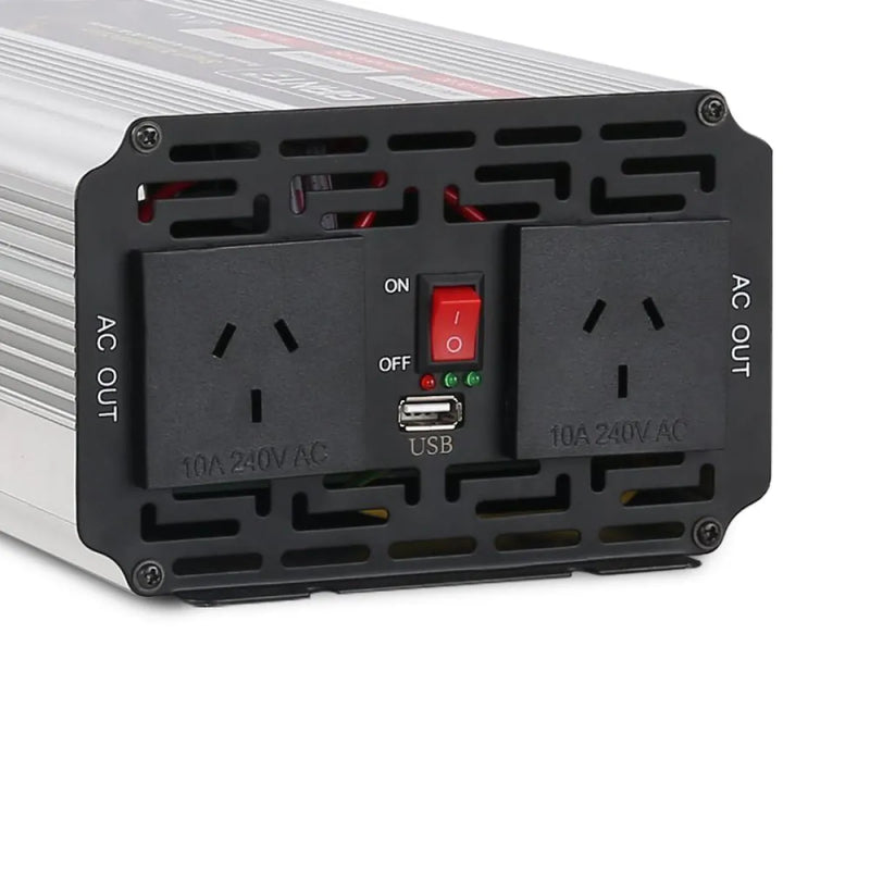 Giantz 1500W Pure Sine Wave Power Inverter with dual AC outlets and USB port