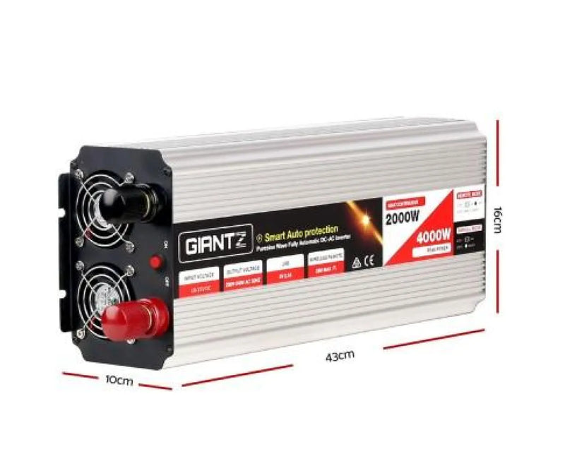 Giantz 2000W Pure Sine Wave Power Inverter with dual cooling fans for efficient energy conversion
