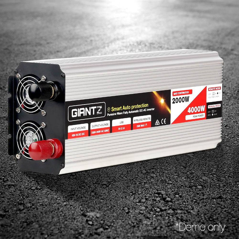 Giantz 2000W Puresine Wave DC-AC Power Inverter with cooling fans for efficient power delivery