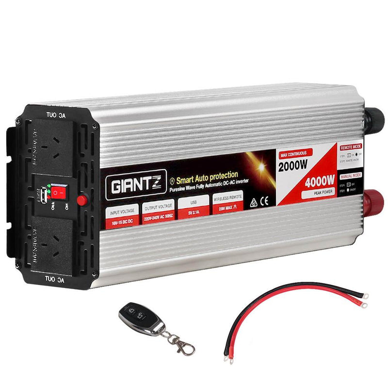 Giantz 2000W Pure Sine Wave Power Inverter with 4000W surge capacity