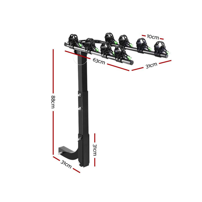 Giantz Bike Carrier 4 Bicycle Car Rear Rack Hitch Mount 2 Towbar Foldable Steel - Early Christmas Sale (Restocked!)