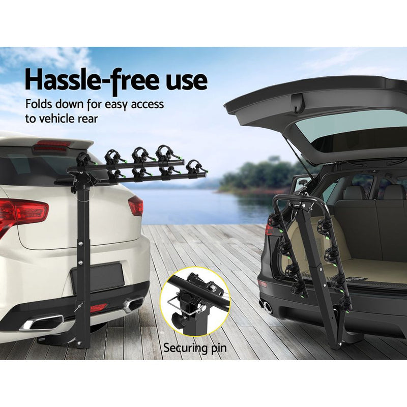 Giantz Bike Carrier 4 Bicycle Car Rear Rack Hitch Mount 2 Towbar Foldable Steel - Early Christmas Sale (Restocked!)