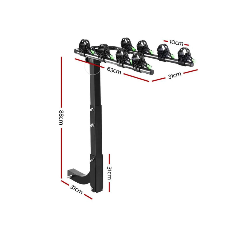 Giantz Bike Carrier 4 Bicycle Car Rear Rack Hitch Mount 2 Towbar Foldable Steel - Early Christmas Sale (Restocked!)
