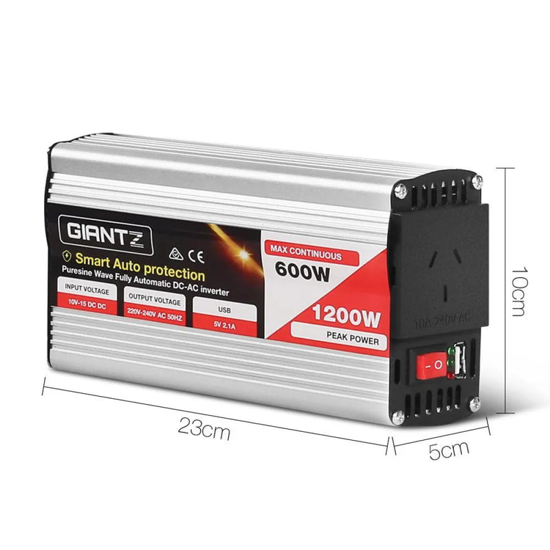 Giantz 600W Puresine Wave DC-AC Power Inverter - Inverter