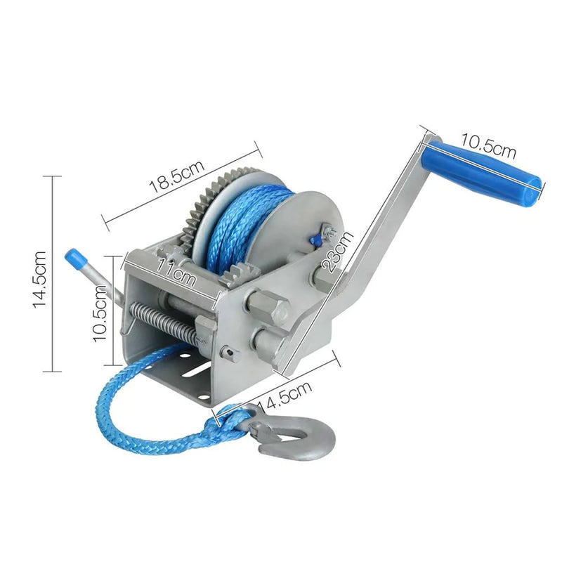Giantz 3 Speed 4000lb Hand Winch with Synthetic Rope - Hand Winch