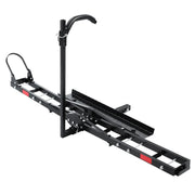 Giantz Motorcycle Carrier with Wheel Chock attaches to vehicle trailer hitch for easy transport