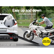 Detachable loading ramp for motorcycles on Giantz Motorcycle Carrier with wheel chock