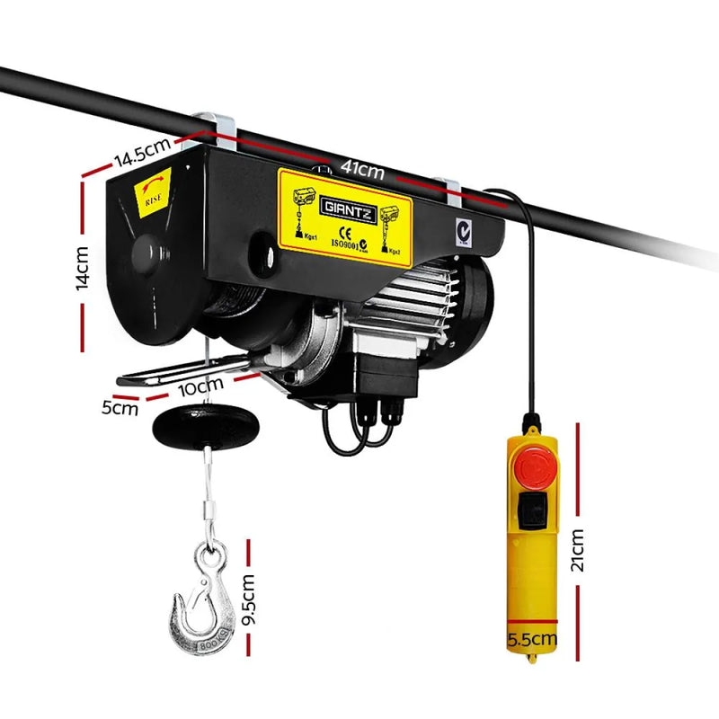 Electric hoist with control pendant and double rope for heavy lifting in Giantz Winch