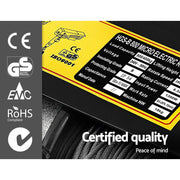 Electric hoist with double rope and certification labels on Giantz Premium 1300w hoist winch