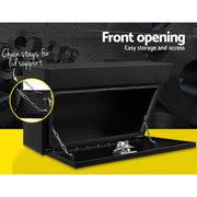Giantz Steel Black Undertray Tool Box with Front-Opening Lid and Chain Supports