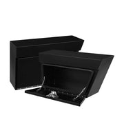 Giantz Steel Black Undertray Tool Box with Angled Lid and Compartments