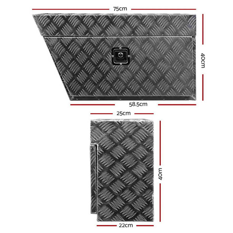 Giantz Pair of Under Tray Aluminium Tool Box | Underbody Toolbox - Storage