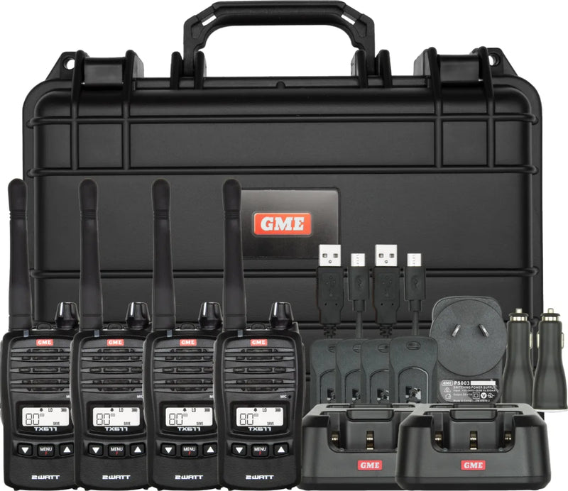 GME 2 Watt UHF CB Handheld Radio - Quad Pack | TX677QP - Handheld Radio