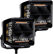 Go Rhino Xplor Blackout Combo 4x3 Cube Sideline Flood Lights with Amber Accent | Pair
